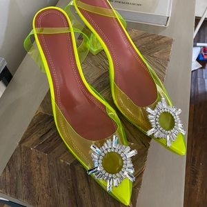 Neon PVC clear heels with crystal detail